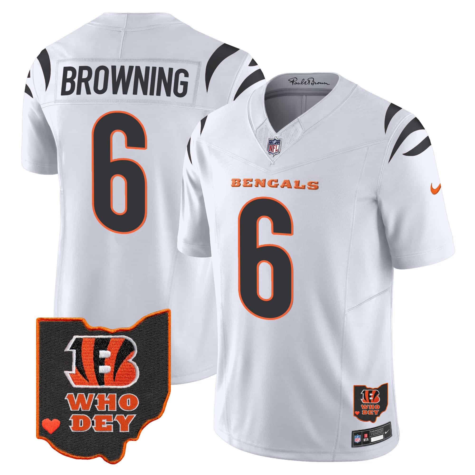 Men Cincinnati Bengals #6 Browning White 2024 Nike Patch Vapor Limited NFL Jersey->indianapolis colts->NFL Jersey